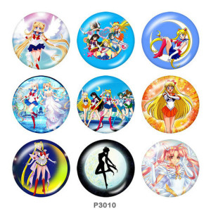 20MM Sailor Moon Print glass snaps buttons