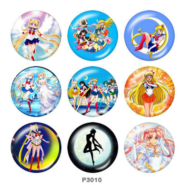 20MM Sailor Moon Print glass snaps buttons