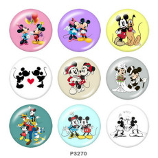 20MM Mickey Print glass snaps buttons
