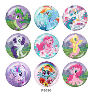 20MM Rainbow pony Print glass snaps buttons