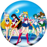 20MM Sailor Moon Print glass snaps buttons