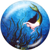 20MM  mermaid Print glass snaps buttons