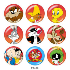 20MM Cartoon Print glass snaps buttons