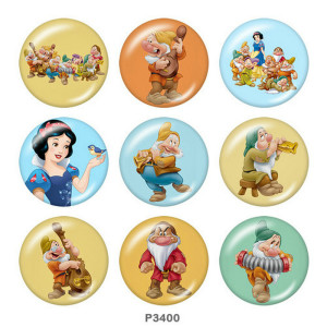 20MM Snow White Print glass snaps buttons