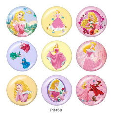 20MM princess Print glass snaps buttons