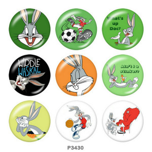 20MM Bugs Bunny Print glass snaps buttons