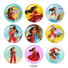 20MM princess Print glass snaps buttons
