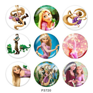 20MM princess Print glass snaps buttons