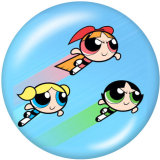 20MM The Powerpuff Girls Print glass snaps buttons