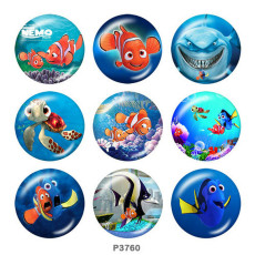 20MM Finding Nemo Print glass snaps buttons