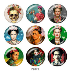 20MM Frida kahlo artist Print glass snaps buttons