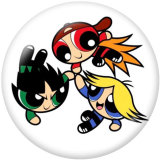 20MM The Powerpuff Girls Print glass snaps buttons