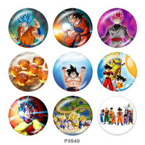 20MM Dragon Ball Print glass snaps buttons