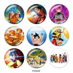 20MM Dragon Ball Print glass snaps buttons