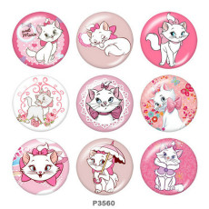 20MM cat  Print glass snaps buttons