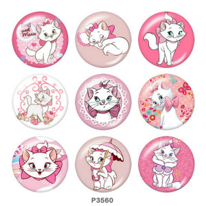 20MM cat  Print glass snaps buttons