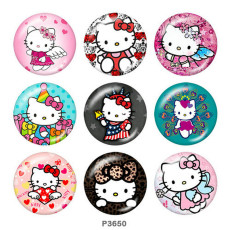 20MM Hello Kitty Print glass snaps buttons