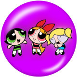 20MM The Powerpuff Girls Print glass snaps buttons
