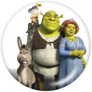 20MM Shrek Print glass snaps buttons