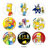 20MM The Simpsons Print glass snaps buttons