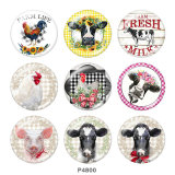 20MM farm Print glass snaps buttons