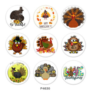 20MM Thanksgiving Print glass snaps buttons