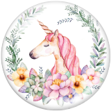 20MM unicorn Print glass snaps buttons