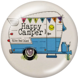 20MM car happy camper Print glass snaps buttons