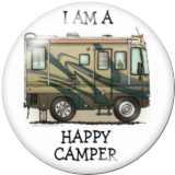 20MM happy camper Print glass snaps buttons