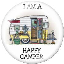20MM happy camper Print glass snaps buttons