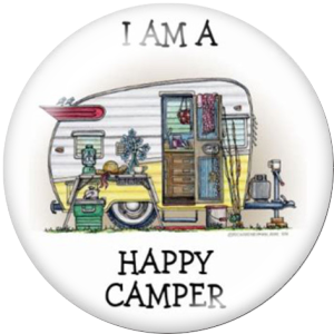 20MM happy camper Print glass snaps buttons