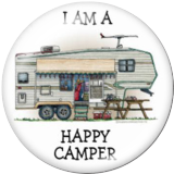 20MM happy camper Print glass snaps buttons