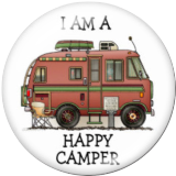 20MM happy camper Print glass snaps buttons