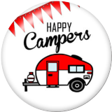 20MM car happy camper Print glass snaps buttons