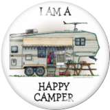 20MM happy camper Print glass snaps buttons