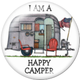 20MM happy camper Print glass snaps buttons