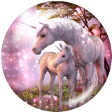 20MM unicorn Print glass snaps buttons