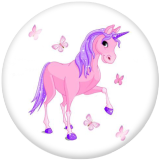 20MM unicorn Print glass snaps buttons
