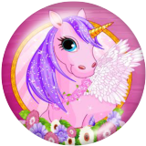 20MM unicorn Print glass snaps buttons