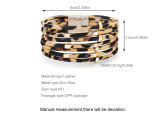 Creative multi Circle Bracelet leopard pattern multi-layer Beaded magnetic buckle leather bracelet