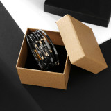 Creative multi Circle Bracelet leopard pattern multi-layer Beaded magnetic buckle leather bracelet
