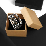 Creative multi Circle Bracelet leopard pattern multi-layer Beaded magnetic buckle leather bracelet