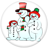 20MM Christmas Snowman  Print glass snaps buttons