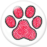 20MM Bear's paw Print glass snaps buttons