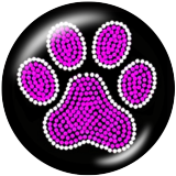20MM Bear's paw Print glass snaps buttons