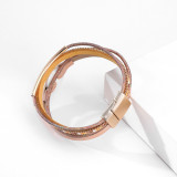 Multi layer copper tube inlaid diamond magnetic clasp Bracelet