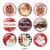 20MM Christmas Print glass snaps buttons