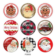 20MM Christmas Print glass snaps buttons