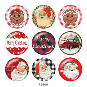 20MM Christmas Print glass snaps buttons