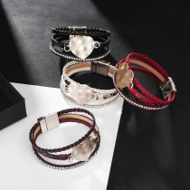 PU leather national style bracelet Jewelry Bohemian three-layer braided snake skin Bracelet love bracelet